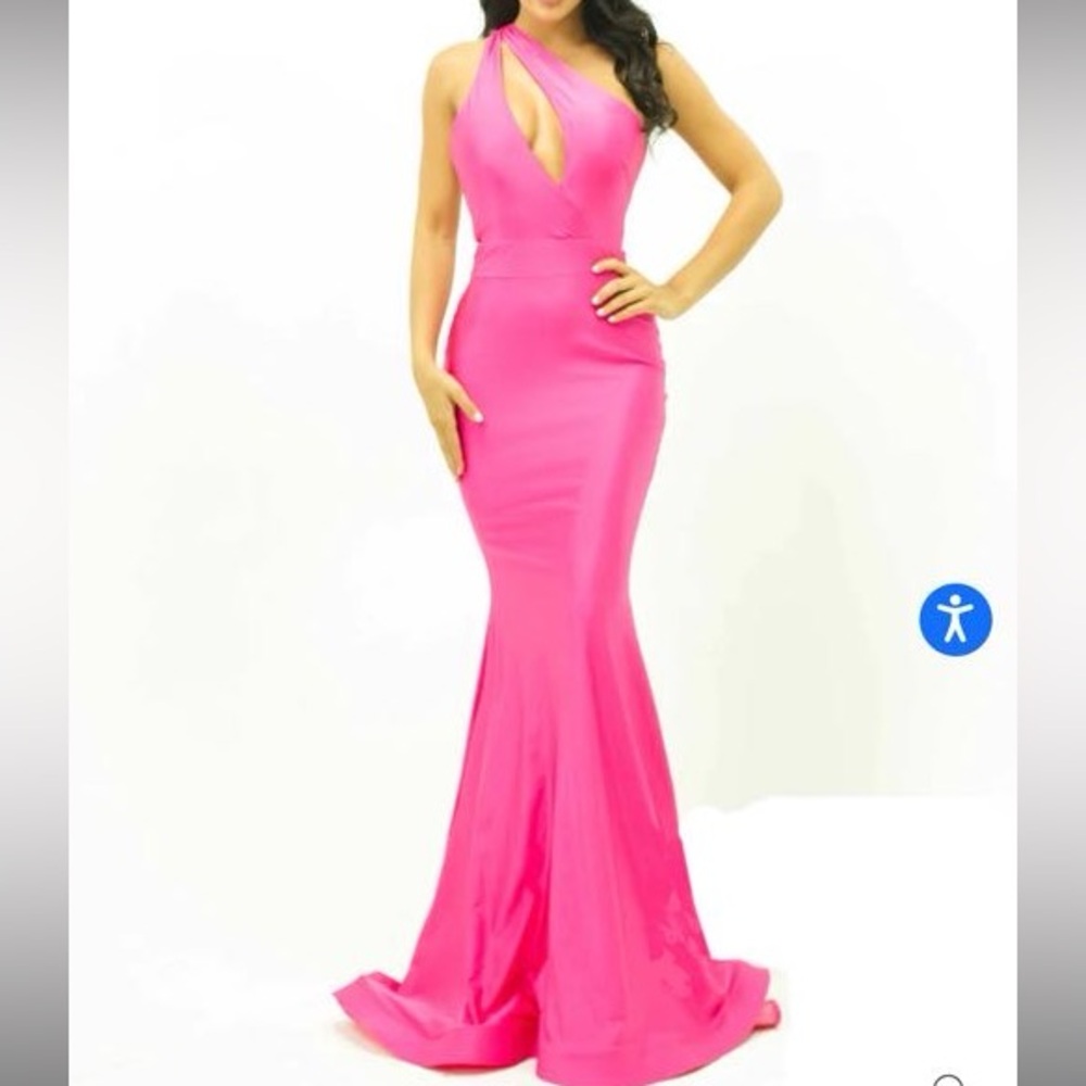Bright orange Jessica Angel prom dress